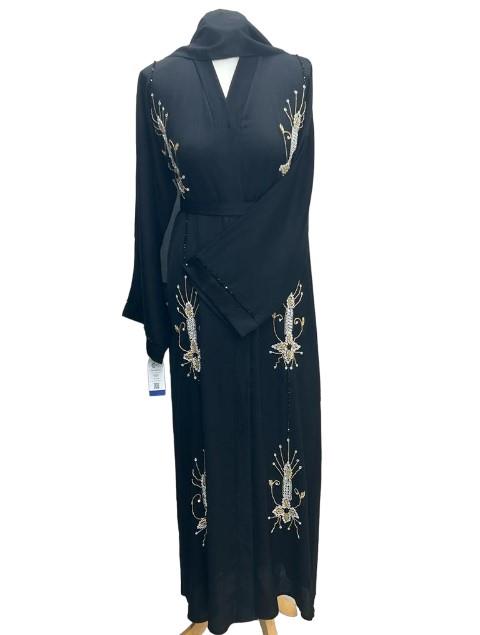 Women's Black Abaya Gold Design