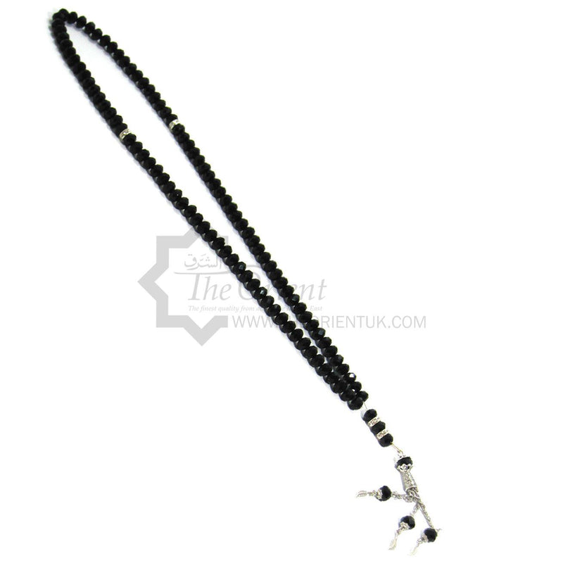 Black 99 Beads Crystal Tasbeeh Rosary Prayer Zikr Islamic Tasbih Worry Chant