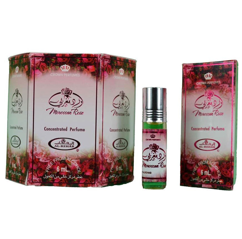 6x6ml Moroccan Rose Al Rehab Genuine Perfume Fragrance Oil Alcohol Free Halal