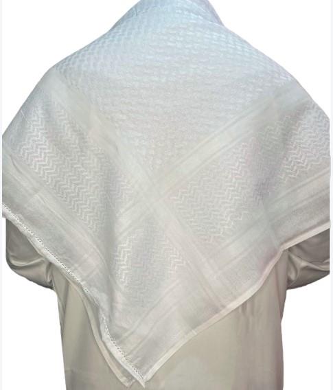 White Keffiyeh Men Scarf Head Cover Wrap Arab Saudi Man Muslim Eid