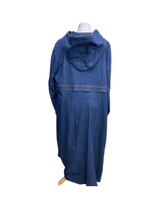 Denim Abaya Brown Line Women Long Sleeve Baggy Dress