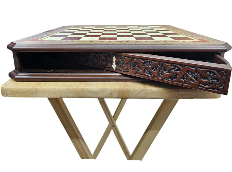 Luxury Handmade Wooden & Marble Chess Set with Hidden Storage