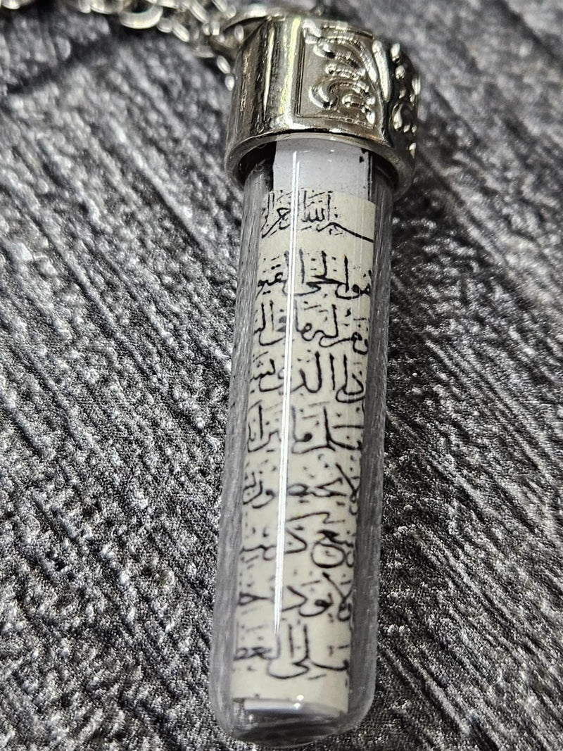 Ayat ul Kursi Glass Tube Necklace Pendant  Taweez