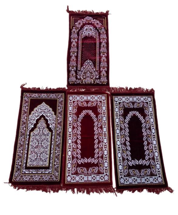 Kids Children Prayer Mat Red Islamic Pray Rug Namaz Carpet 60x35cm
