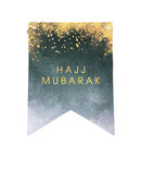 Hajj Mubarak 10 Banners Buntings Flags Decoration Pilgrimage Gold & Blue 3 Metres Satin