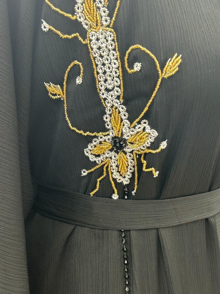 Women's Black Abaya Gold Design