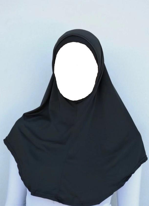 Girls Hijab Large Black 2 Piece Plain Cotton Quality