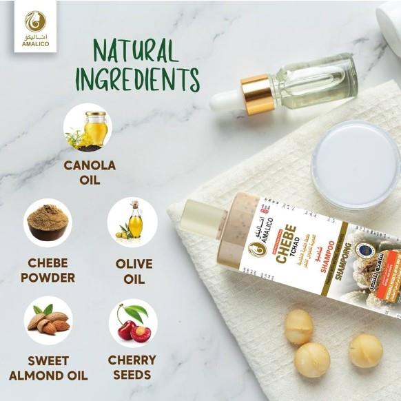 Amalico Chebe Shampoo with Natural Chebe Powder for Hair Growth Sulfate 500ml