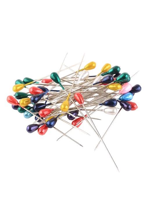 50 Long Coloured Pins With Motif Heads 0.8x55mm