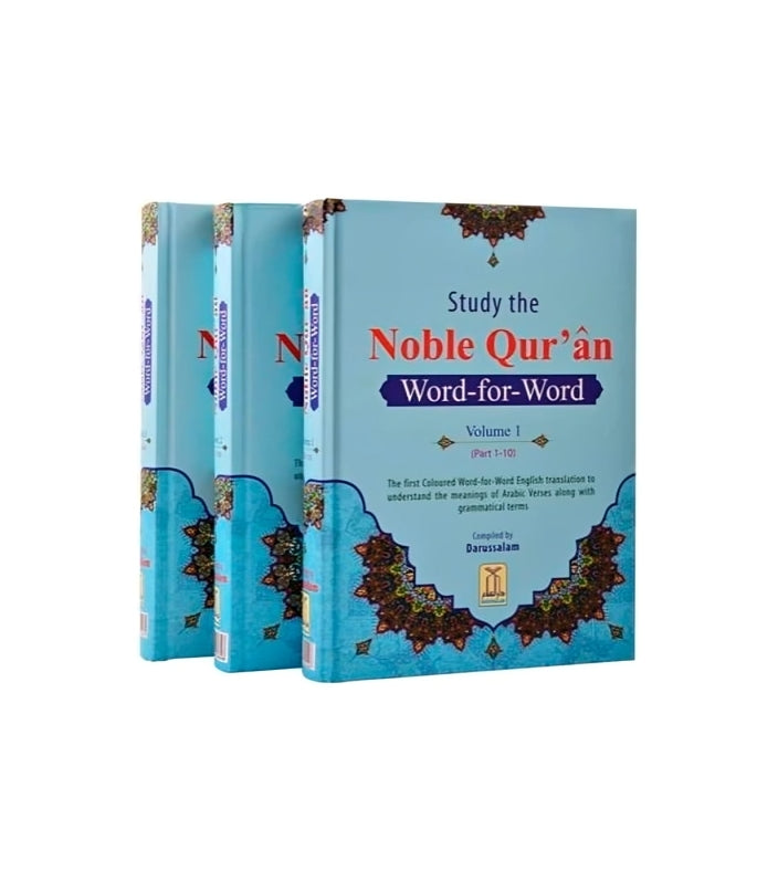 3x Study the Noble Qur'an Word for Word Volumes Part English Arabic Darussalam