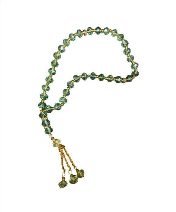 Light Green Islamic Tasbih Crystal 33 Prayer Beads Tasbeeh Dangling Muslim