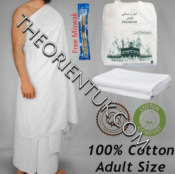 Nusuki 100% Cotton Premium Quality Adult Man Male Ihram Ehram Umrah