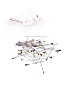 100 Small Coloured Pins With Motif Heads 3cm