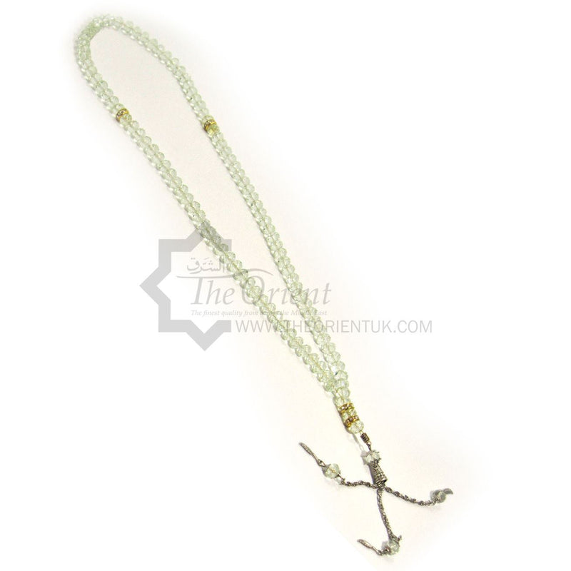 Light Grey 99 Beads Crystal Tasbeeh Rosary Prayer Zikr Islamic Tasbih Worry