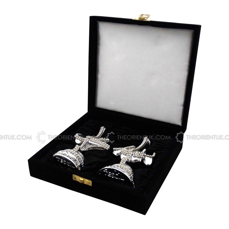 Allah Muhammad Name Diamonds Velvet Box Islamic Ornament Gift 13x6cm