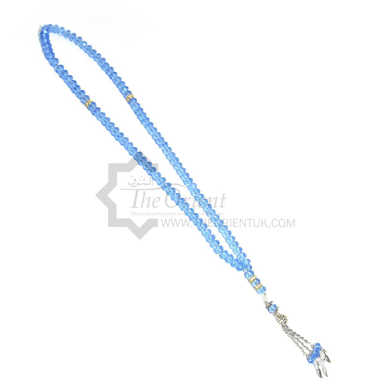 Blue 99 Beads Crystal Tasbeeh Rosary Prayer Zikr Islamic Tasbih Worry Chant
