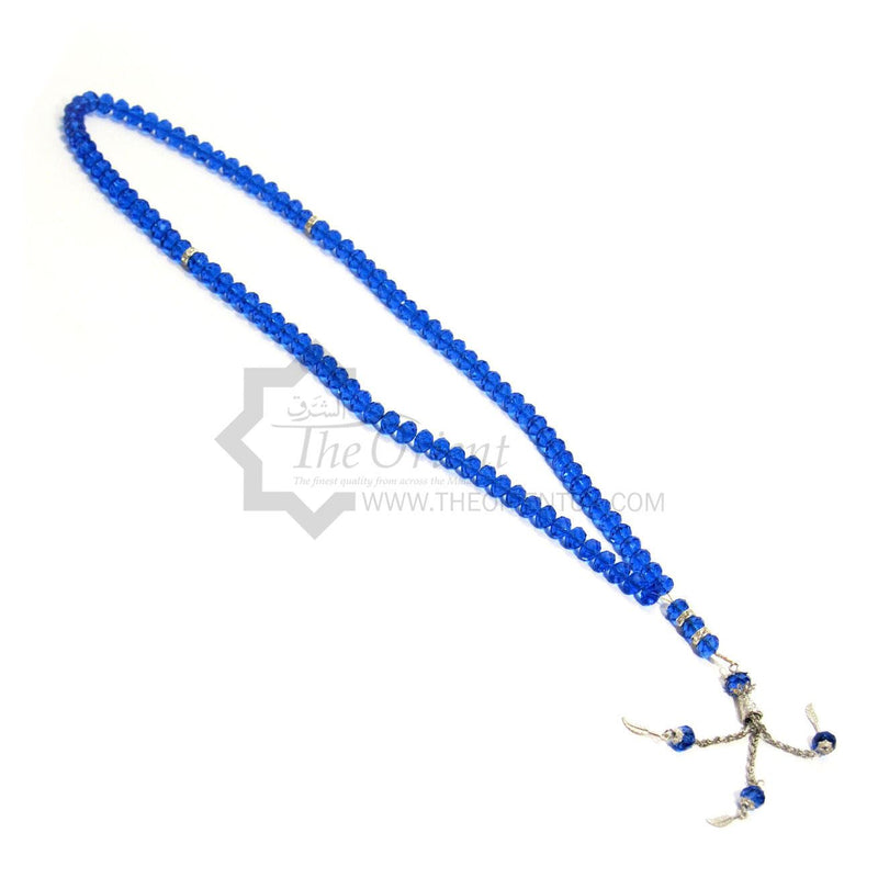 Blue 99 Beads Crystal Tasbeeh Rosary Prayer Zikr Islamic Tasbih Worry Chant