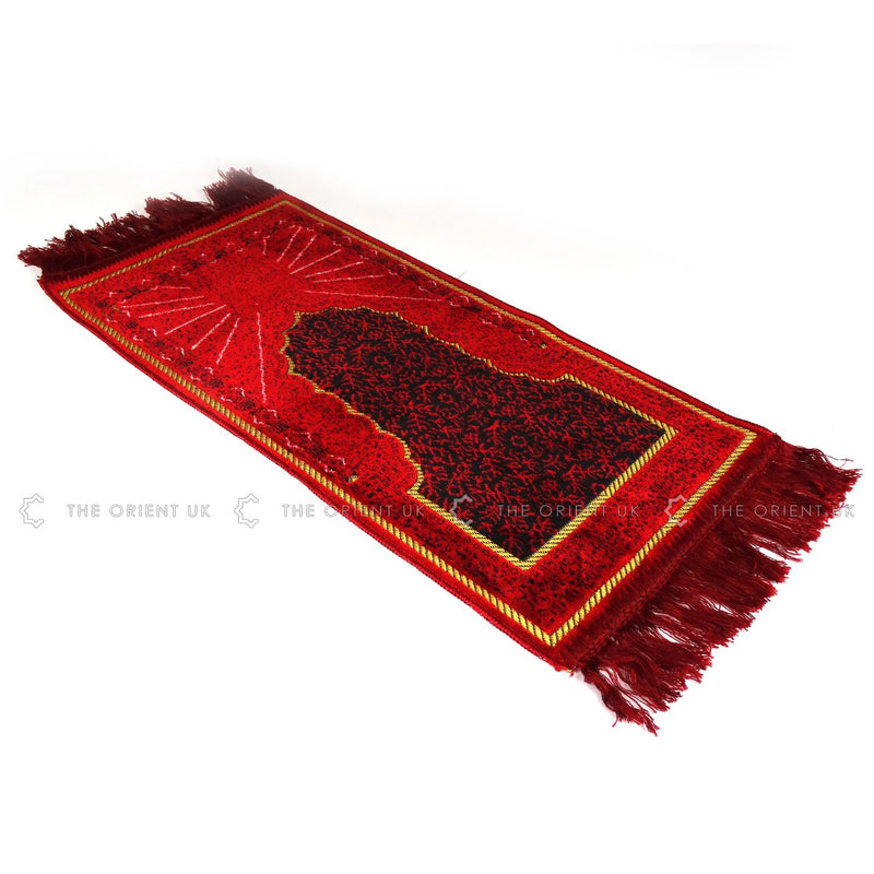 Kids Children Prayer Mat Red Islamic Pray Rug Namaz Carpet 60x35cm - The Orient