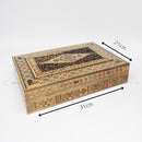 Engraved Wooden Mosaic Jewellery Trinket Box Gift Handmade Inlaid 23x32cm