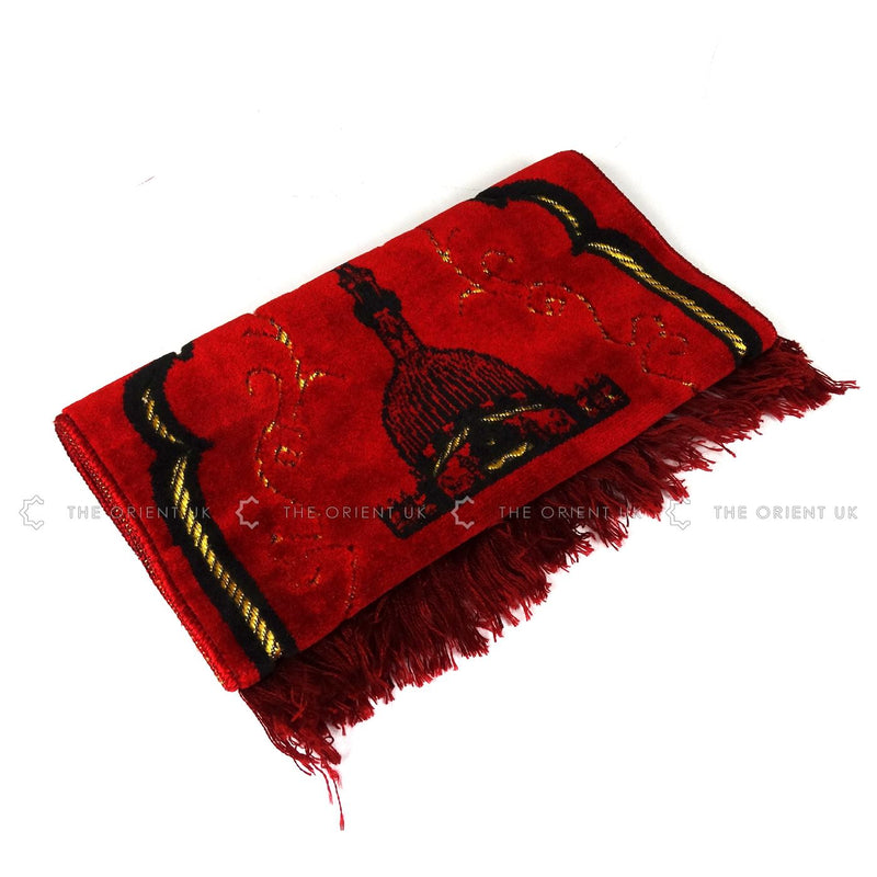 Kids Children Prayer Mat Red Islamic Pray Rug Namaz Carpet 60x35cm - The Orient