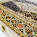 Engraved Wooden Mosaic Jewellery Trinket Box Gift Handmade Inlaid 23x32cm