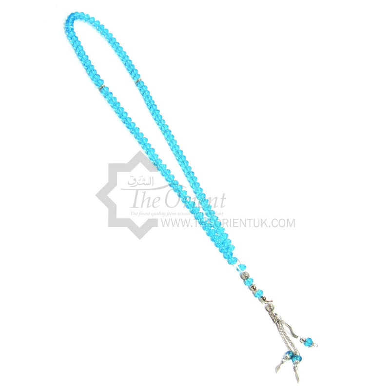 Light Blue 99 Beads Crystal Tasbeeh Rosary Prayer Zikr Islamic Tasbih Worry