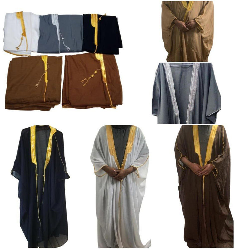 Bisht Cloak Arab Dress Thobe Islam Robe Eid Kaftan Wedding Arabian Men