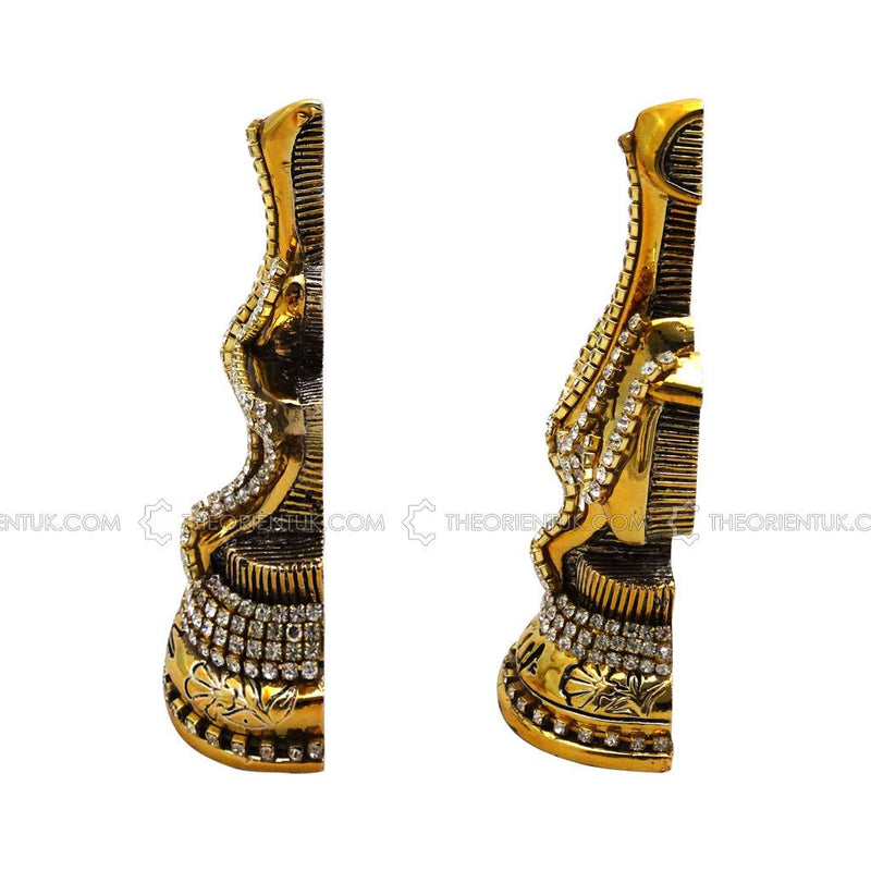 Allah Muhammad Gold Diamonds Velvet Box Islamic Ornament Gift 13x6cm
