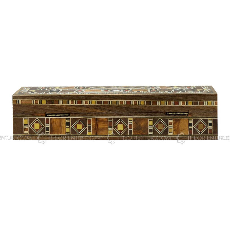 Engraved Wooden Mosaic Jewellery Trinket Box Gift Handmade Inlaid 21x8
