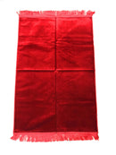 Plain Velvet Soft Pray Prayer Mat Namaz Salah Mat Hajj Umrah Ramadan 120x70 Red - The Orient