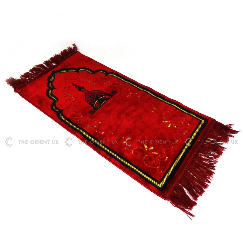 Kids Children Prayer Mat Red Islamic Pray Rug Namaz Carpet 60x35cm - The Orient