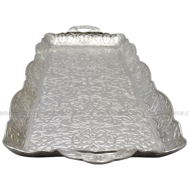 Antique Turkish Silver Serving Tray 37x14.5cm - The Orient