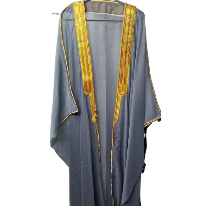 Bisht Cloak Arab Dress Thobe Islam Robe Eid Kaftan Wedding Arabian Men