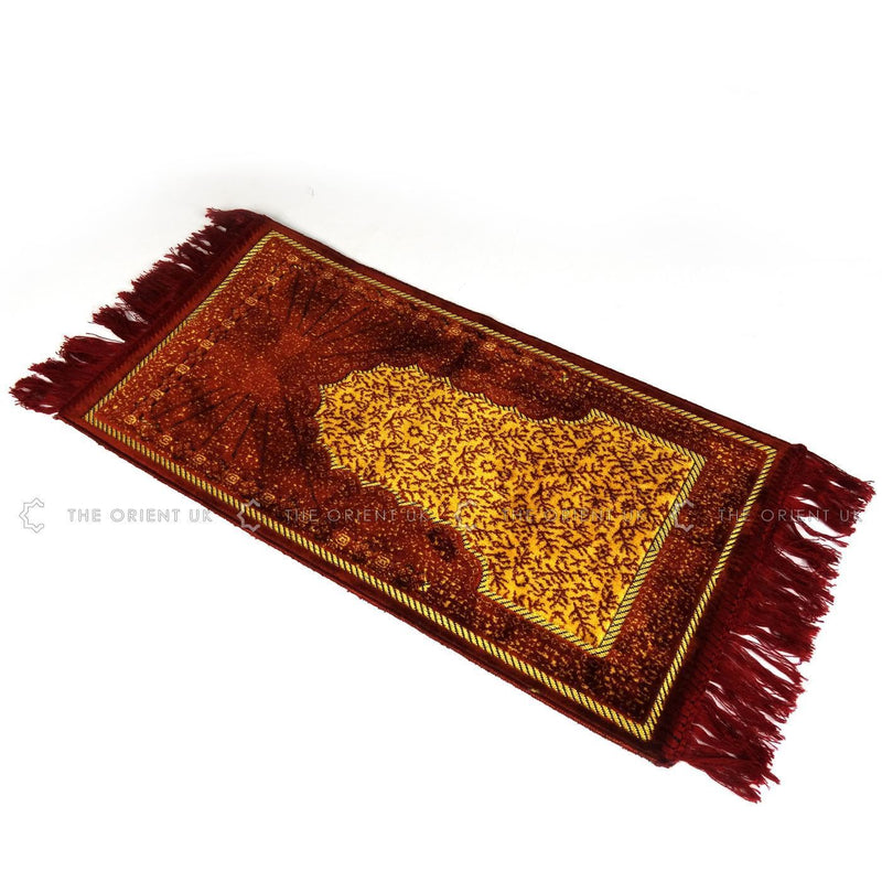 Kids Children Prayer Mat Maroon Islamic Pray Rug Namaz Carpet 60x35cm - The Orient