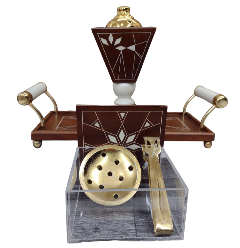 Bakhoor Burner Set Oil Incense Bakhour Turkish Handmade Wooden
