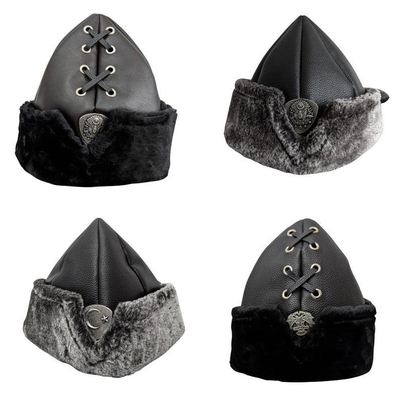 Dirilis Ertugrul Hat Men Boys Turkish Ottoman Bork Fur Black Brown