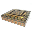 Engraved Wooden Mosaic Jewellery Trinket Box Gift Handmade Inlaid 35x35cm