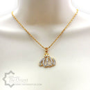 Gold Plated Allah Pendant Necklace Chain Islamic Jewellery Muslim Diamonds 43cm