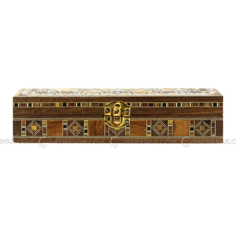 Engraved Wooden Mosaic Jewellery Trinket Box Gift Handmade Inlaid 21x8