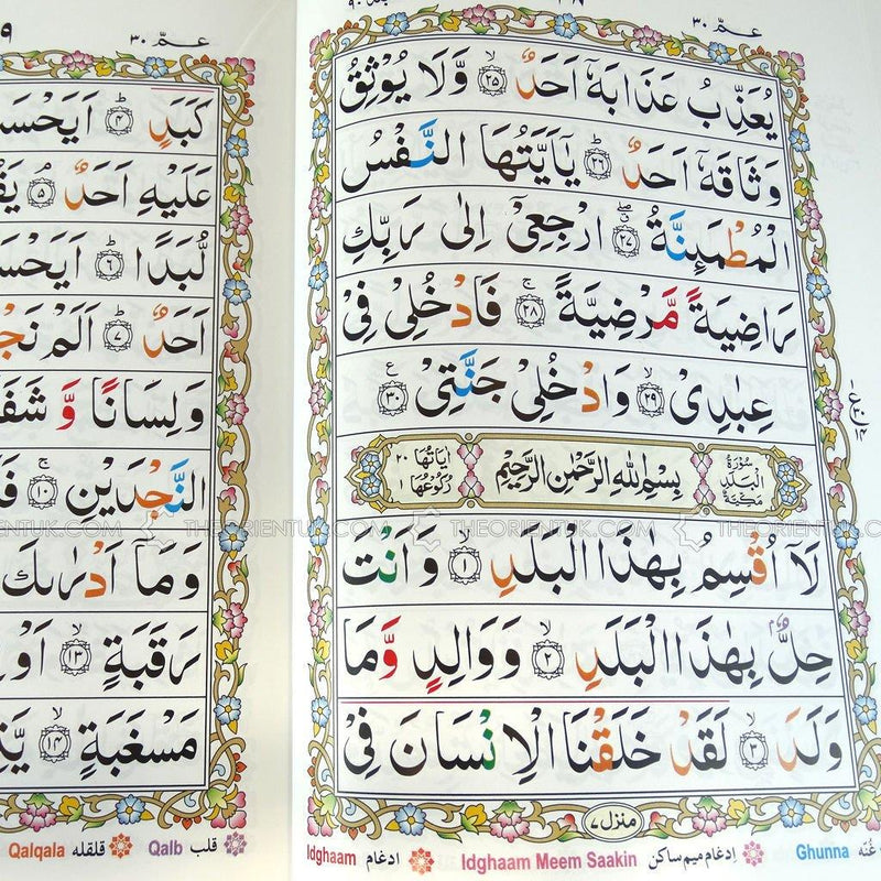 Para Part 30 Colour Coded Quran Tajweed Rules  Clear Bold Chapter Parah
