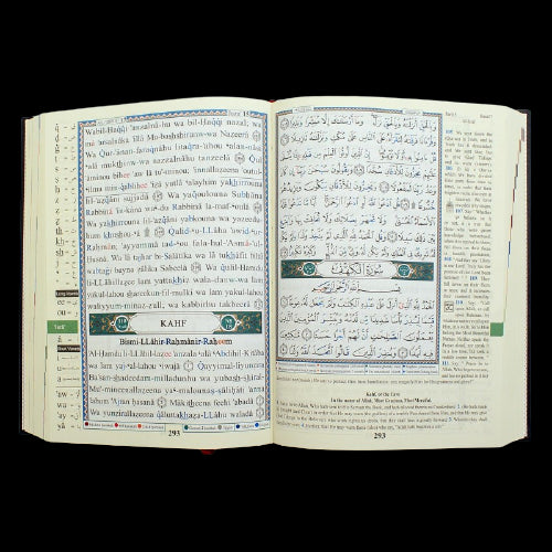 Colour Coded Quran English Transliteration Othmani Script 25x18cm + Free Miswak