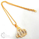 Gold Plated Allah Pendant Necklace Chain Islamic Jewellery Muslim Diamonds 43cm