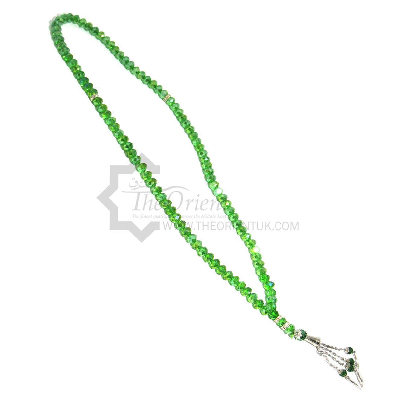Light Green 99 Beads Crystal Tasbeeh Rosary Prayer Zikr Islamic Tasbih Worry