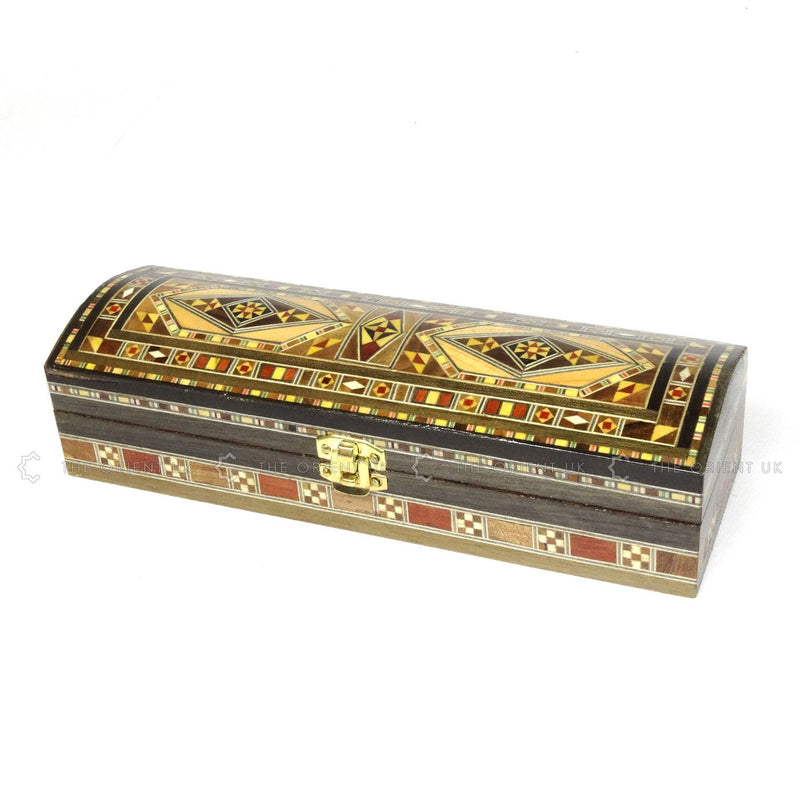 Long Wooden Mosaic Jewellery Trinket Box Gift Handmade Inlaid 23x8x5cm